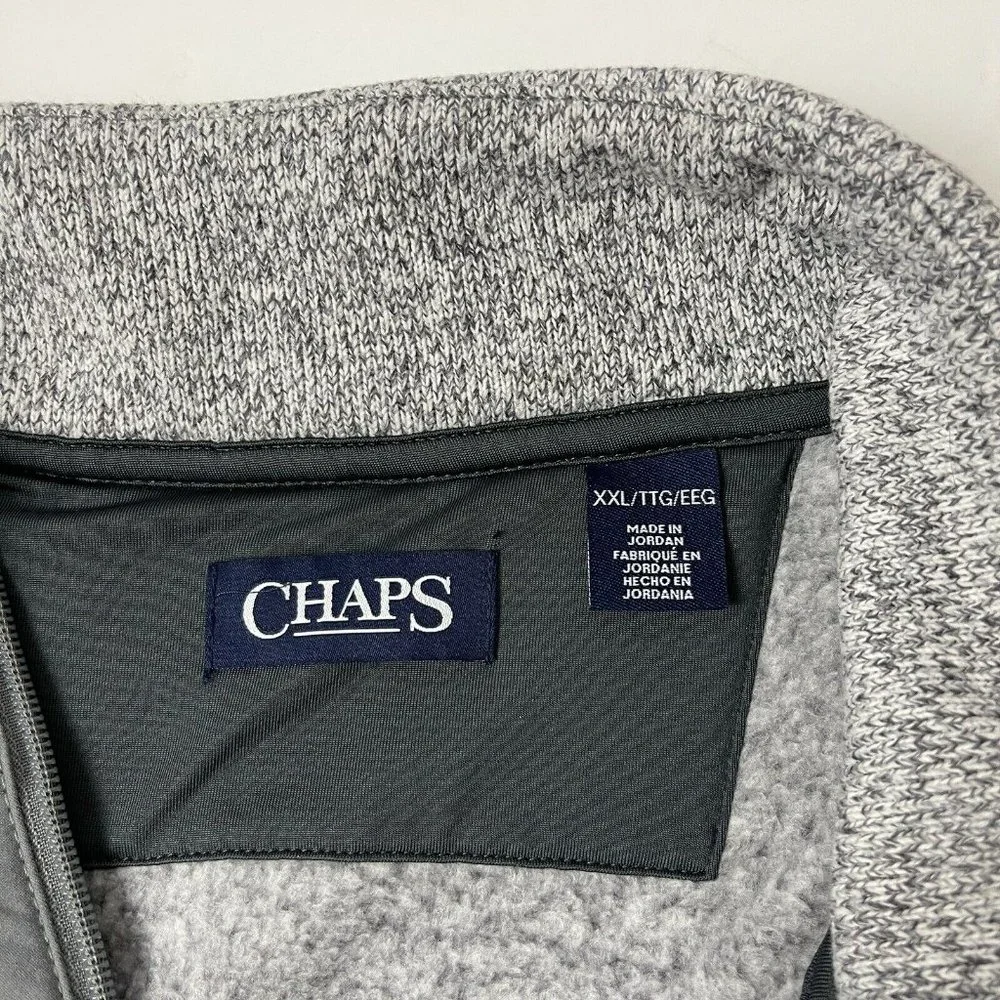 Chaps Men's Gray Heather 1/4 Zip Fleece Pullover NWT Size XXL - Picture 4 of 7